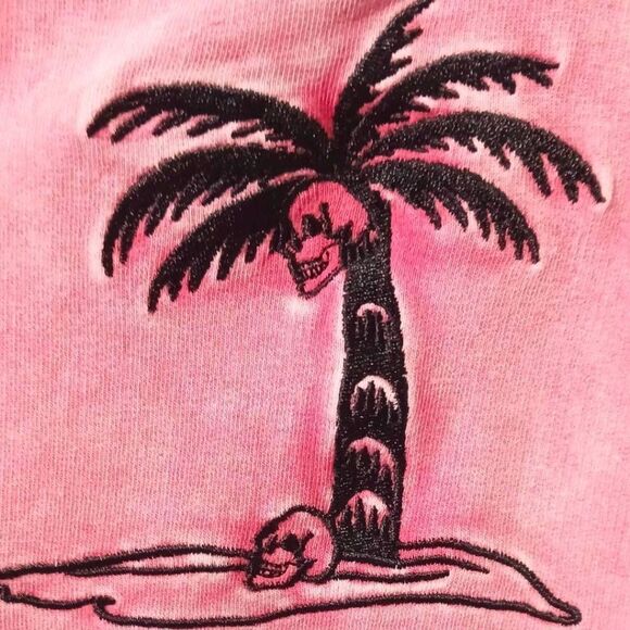 TORRID Plus Size Mauve Wash  Shortfall French Terry Surf Skulls Short Overalls - Picture 3 of 16